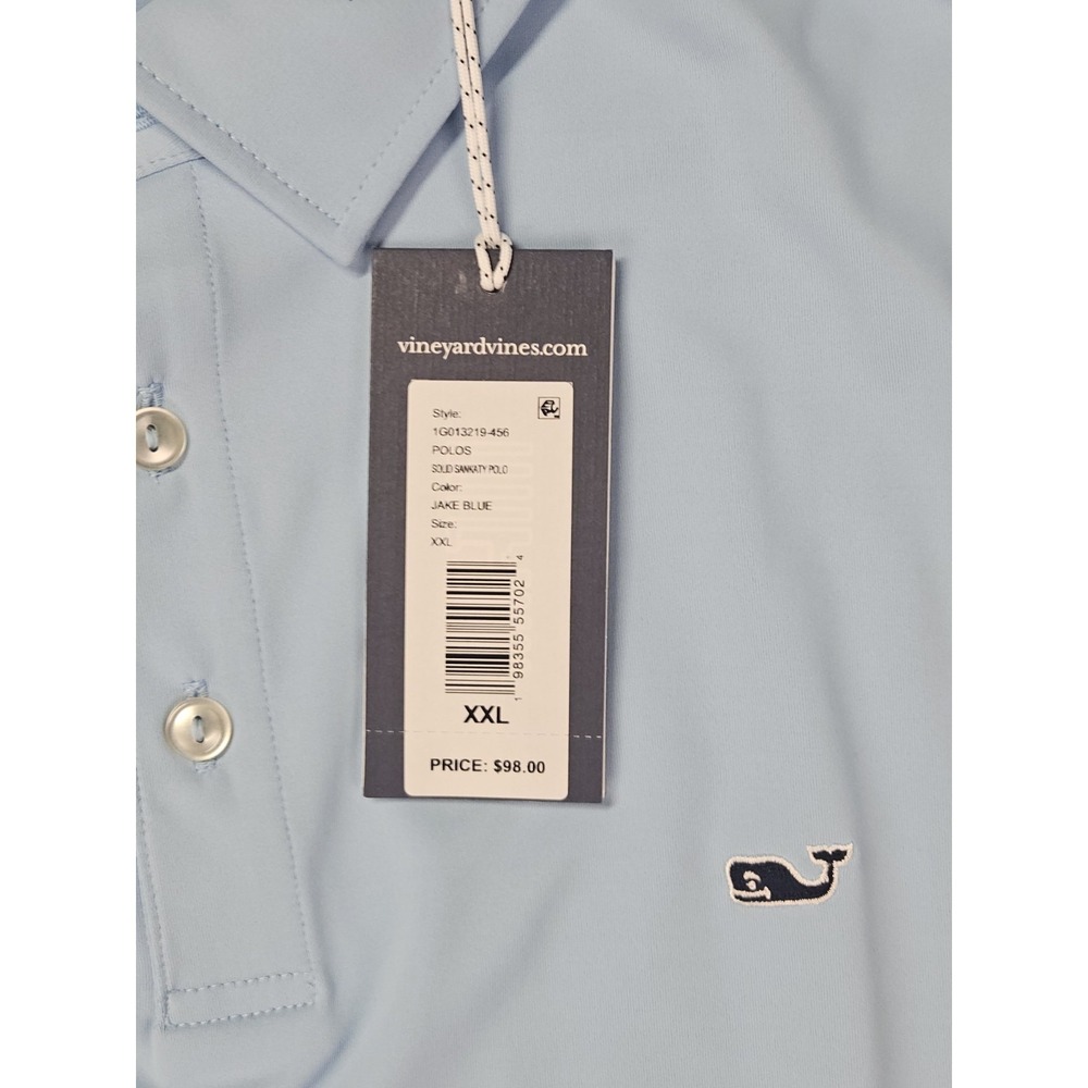 Vineyard Vines Sankaty Polo Jake Blue Performance Stretch Shirt Men's XXL NWT - Picture 7 of 10